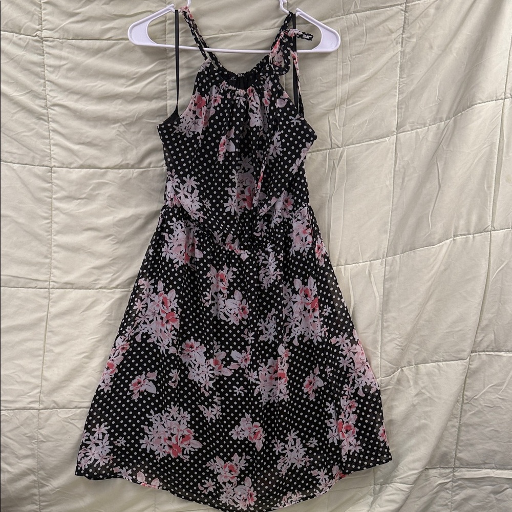 Papermoon Black and Pink Floral Midi Dress